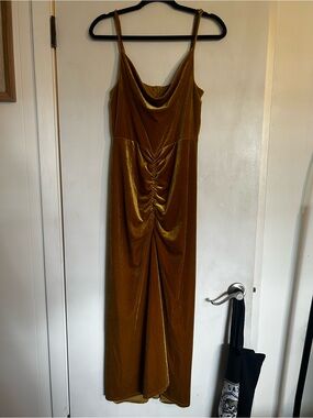 Velvet Draped Ruched Slip Dress